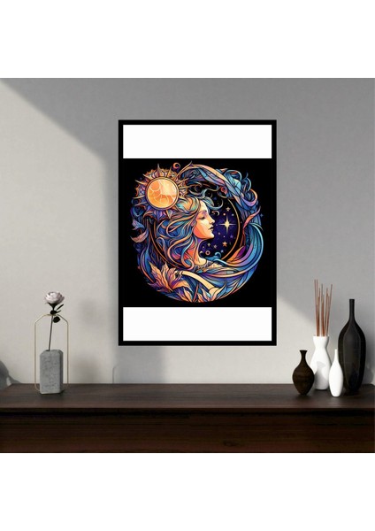 Kadın Çiçek Büyük Boy Renkli Solmaz Kaliteli Baskı Çerçeve Görünümlü Mdf Tablo 70X50CM 163