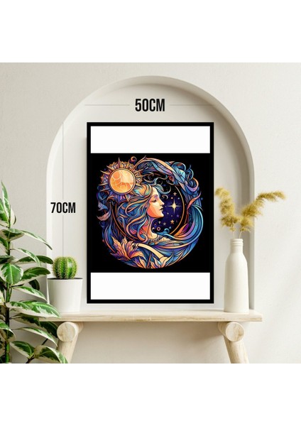 Kadın Çiçek Büyük Boy Renkli Solmaz Kaliteli Baskı Çerçeve Görünümlü Mdf Tablo 70X50CM 163 modelleri