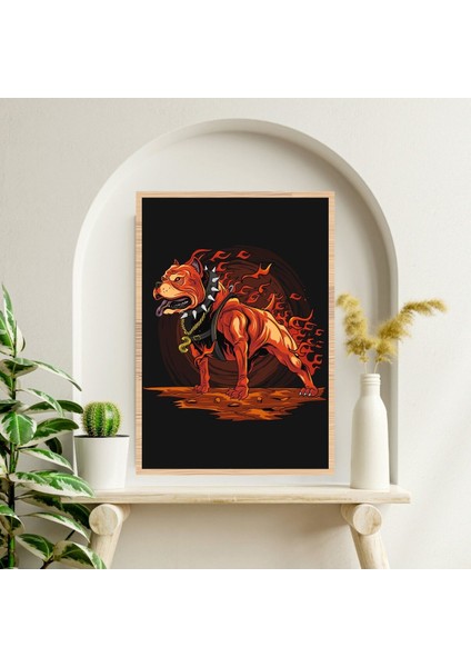 Pitbull Köpek Hayvan Büyük Boy Renkli Solmaz Kaliteli Baskı Çerçeve Görünümlü Mdf Tablo 70X50CM 195 fiyatları