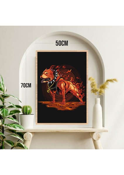 Pitbull Köpek Hayvan Büyük Boy Renkli Solmaz Kaliteli Baskı Çerçeve Görünümlü Mdf Tablo 70X50CM 195 modelleri