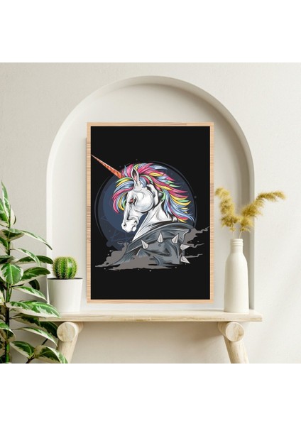 Unicorn At Büyük Boy Renkli Solmaz Kaliteli Baskı Çerçeve Görünümlü Mdf Tablo 70X50CM 196 fiyatları