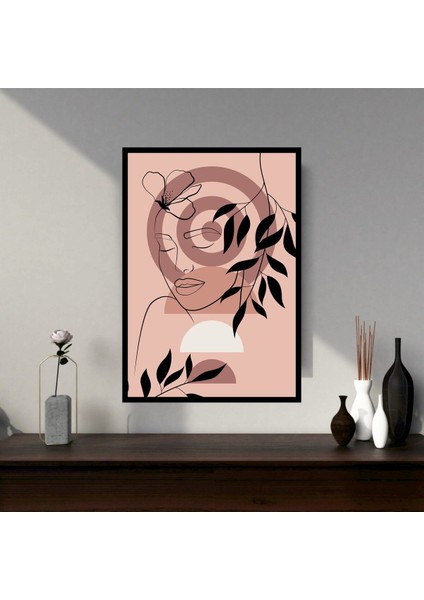 Kadın Çiçek Büyük Boy Renkli Solmaz Kaliteli Baskı Çerçeve Görünümlü Mdf Tablo 70X50CM 15