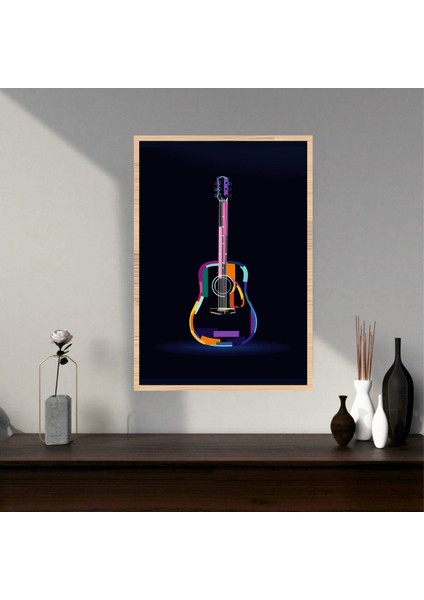 Gitar Müzik Büyük Boy Renkli Solmaz Kaliteli Baskı Çerçeve Görünümlü Mdf Tablo 70X50CM 213