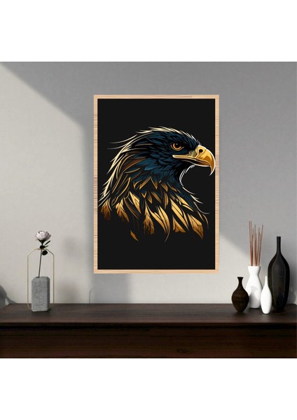 Kartal Hayvan Büyük Boy Renkli Solmaz Kaliteli Baskı Çerçeve Görünümlü Mdf Tablo 70X50CM 231