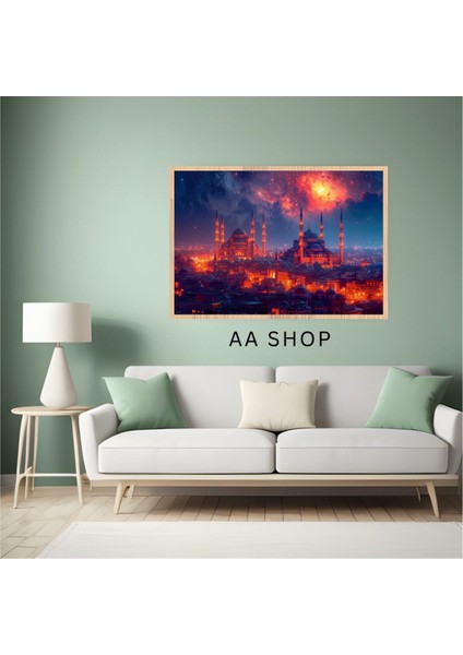 Camii Manzara Büyük Boy Renkli Solmaz Kaliteli Baskı Çerçeve Görünümlü Mdf Tablo 70X50CM 137 fiyatları