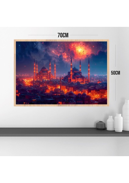 Camii Manzara Büyük Boy Renkli Solmaz Kaliteli Baskı Çerçeve Görünümlü Mdf Tablo 70X50CM 137 modelleri