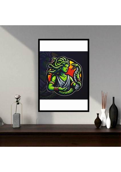 Medusa Büyük Boy Renkli Solmaz Kaliteli Baskı Çerçeve Görünümlü Mdf Tablo 70X50CM 247