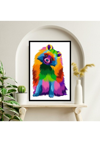 Köpek Pomeranian Hayvan Büyük Boy Renkli Solmaz Kaliteli Çerçeve Görünümlü Mdf Tablo 70X50CM 08 fiyatları