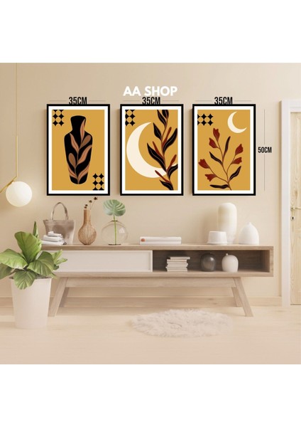 3 Parça Çiçek Yaprak Renkli Solmaz Kaliteli Baskı Çerçeve Görünümlü Mdf Tablo Set 72 modelleri