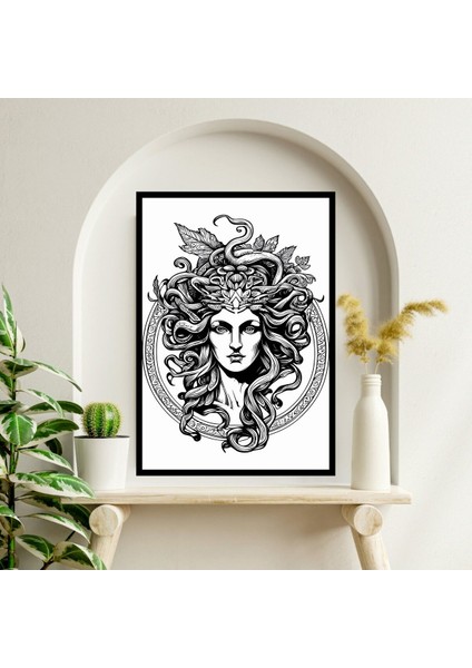 Medusa Kadın Yunan Büyük Boy Renkli Solmaz Kaliteli Baskı Çerçeve Görünümlü Mdf Tablo 70X50CM 218 fiyatları