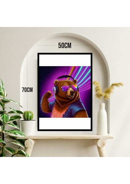 Ayı Hayvan Büyük Boy Renkli Solmaz Kaliteli Baskı Çerçeve Görünümlü Mdf Tablo 70X50CM 73 modelleri