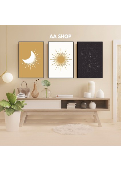 3 Parça Renkli Solmaz Kaliteli Baskı Çerçeve Görünümlü Mdf Tablo Set 96