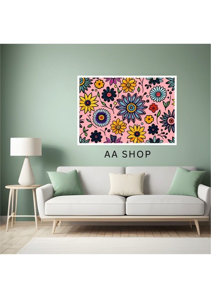 Çiçek Büyük Boy Renkli Solmaz Kaliteli Baskı Çerçeve Görünümlü Mdf Tablo 70X50CM 53 fiyatları