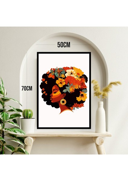 Kadın Çiçek Büyük Boy Renkli Solmaz Kaliteli Baskı Çerçeve Görünümlü Mdf Tablo 70X50CM 14 modelleri