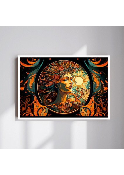 Kadın Çiçek Büyük Boy Renkli Solmaz Kaliteli Baskı Çerçeve Görünümlü Mdf Tablo 70X50CM 161