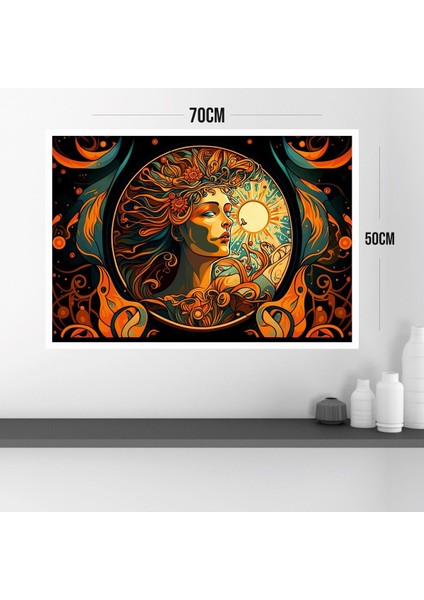 Kadın Çiçek Büyük Boy Renkli Solmaz Kaliteli Baskı Çerçeve Görünümlü Mdf Tablo 70X50CM 161 modelleri