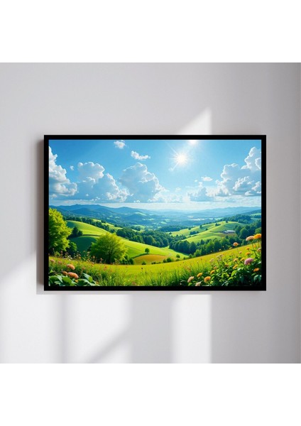 Doğa Manzara Büyük Boy Renkli Solmaz Kaliteli Baskı Çerçeve Görünümlü Mdf Tablo 70X50CM 25