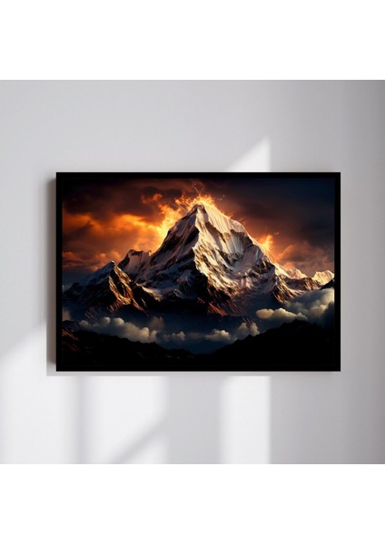 Doğa Manzara Dağ Büyük Boy Renkli Solmaz Kaliteli Baskı Çerçeve Görünümlü Mdf Tablo 70X50CM 92
