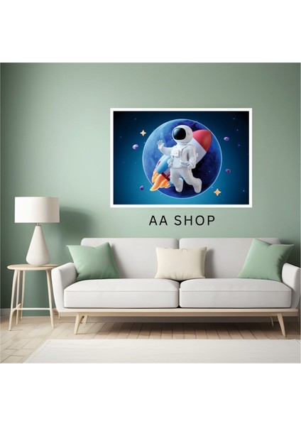 Uzay Astronot Büyük Boy Renkli Solmaz Kaliteli Baskı Çerçeve Görünümlü Mdf Tablo 70X50CM 61 fiyatları