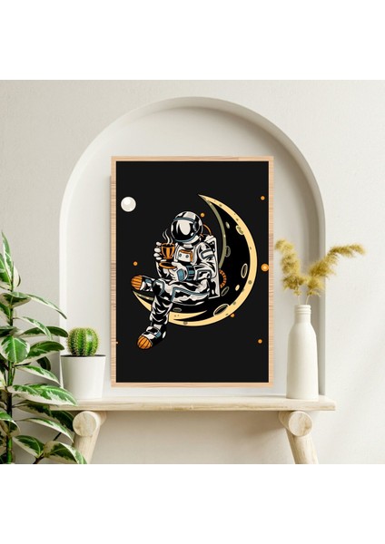 Astronot Kahve Büyük Renkli Solmaz Kaliteli Baskı Çerçeve Görünümlü Mdf Tablo 70X50CM 205 fiyatları
