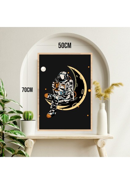Astronot Kahve Büyük Renkli Solmaz Kaliteli Baskı Çerçeve Görünümlü Mdf Tablo 70X50CM 205 modelleri