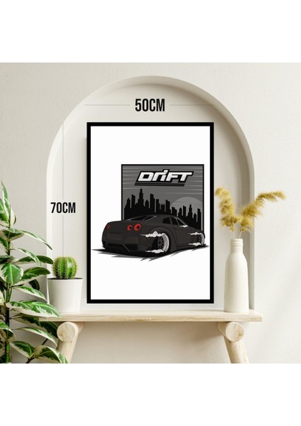 Araba Drift Büyük Boy Renkli Solmaz Kaliteli Baskı Çerçeve Görünümlü Mdf Tablo 70X50CM 229 modelleri