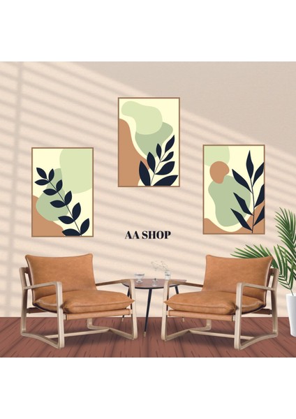 3 Parça Çiçek Yaprak Renkli Solmaz Kaliteli Baskı Çerçeve Görünümlü Mdf Tablo Set 57 fiyatları