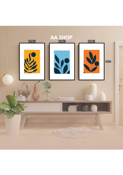 3 Parça Çiçek Yaprak Renkli Solmaz Kaliteli Baskı Çerçeve Görünümlü Mdf Tablo Set 60 modelleri