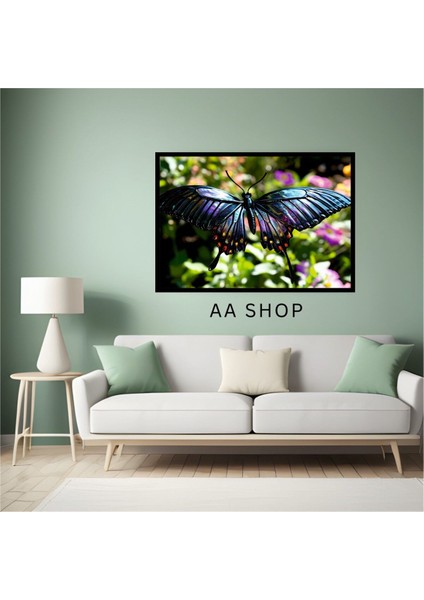 Kelebek Hayvan Büyük Boy Renkli Solmaz Kaliteli Baskı Çerçeve Görünümlü Mdf Tablo 70X50CM 22 fiyatları