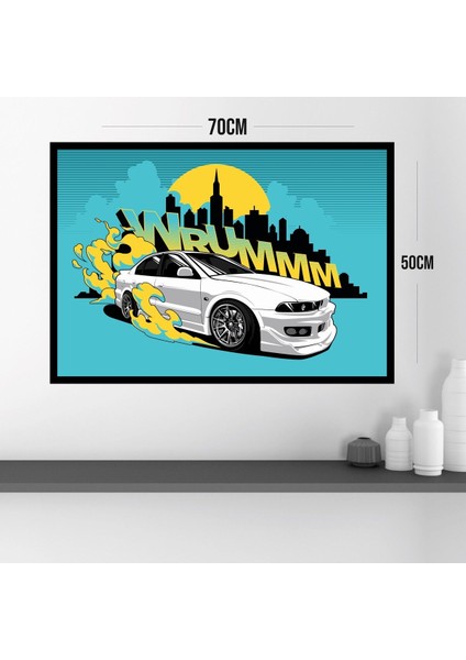 Araba Drift Büyük Boy Renkli Solmaz Kaliteli Baskı Çerçeve Görünümlü Mdf Tablo 70X50CM 260 modelleri