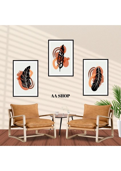 3 Parça Çiçek Yaprak Renkli Solmaz Kaliteli Baskı Çerçeve Görünümlü Mdf Tablo Set 71 fiyatları