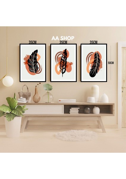 3 Parça Çiçek Yaprak Renkli Solmaz Kaliteli Baskı Çerçeve Görünümlü Mdf Tablo Set 71 modelleri