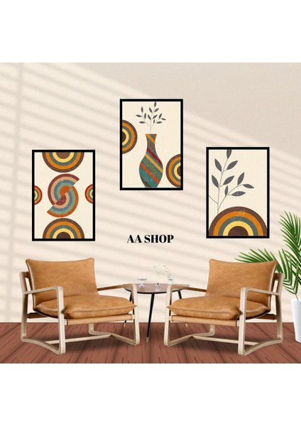 3 Parça Çiçek Yaprak Renkli Solmaz Kaliteli Baskı Çerçeve Görünümlü Mdf Tablo Set 38 fiyatları