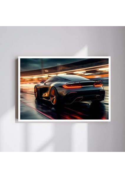 Araba Büyük Boy Renkli Solmaz Kaliteli Baskı Çerçeve Görünümlü Mdf Tablo 70X50CM 170