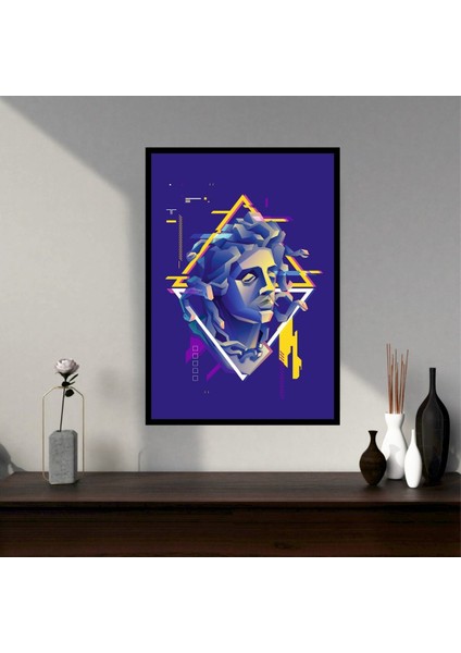 Medusa Büyük Boy Renkli Solmaz Kaliteli Baskı Çerçeve Görünümlü Mdf Tablo 70X50CM 119