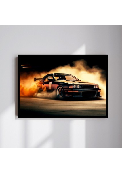 Araba Drift Büyük Boy Renkli Solmaz Kaliteli Baskı Çerçeve Görünümlü Mdf Tablo 70X50CM 171