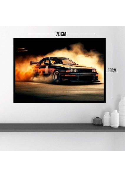 Araba Drift Büyük Boy Renkli Solmaz Kaliteli Baskı Çerçeve Görünümlü Mdf Tablo 70X50CM 171 modelleri