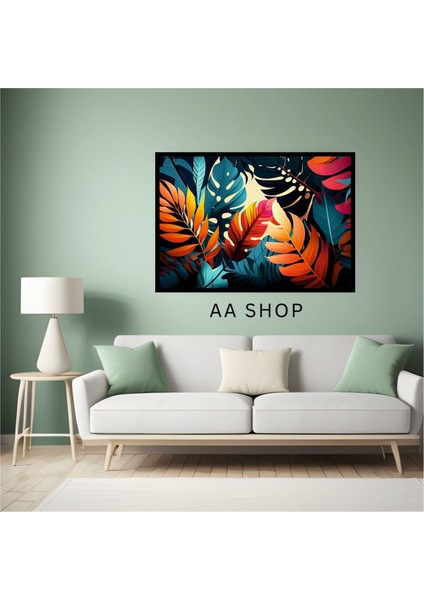 Çiçek Yaprak Büyük Boy Renkli Solmaz Kaliteli Baskı Çerçeve Görünümlü Mdf Tablo 70X50CM 111 fiyatları