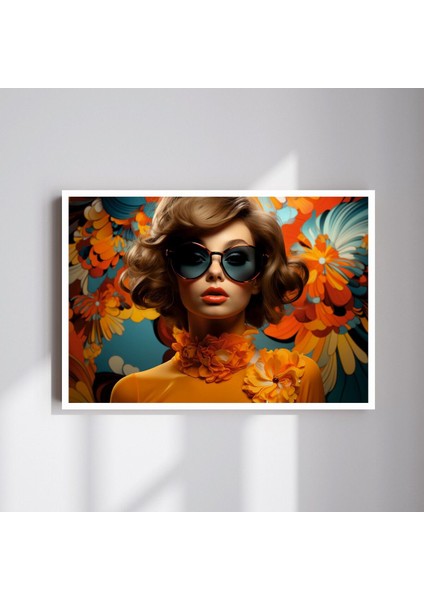 Kadın Çiçek Büyük Boy Renkli Solmaz Kaliteli Baskı Çerçeve Görünümlü Mdf Tablo 70X50CM 57