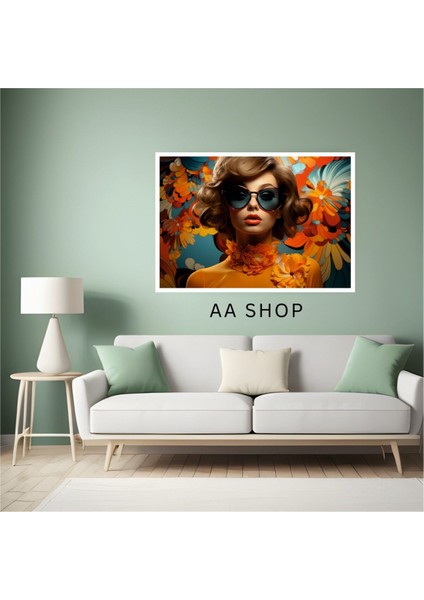 Kadın Çiçek Büyük Boy Renkli Solmaz Kaliteli Baskı Çerçeve Görünümlü Mdf Tablo 70X50CM 57 fiyatları