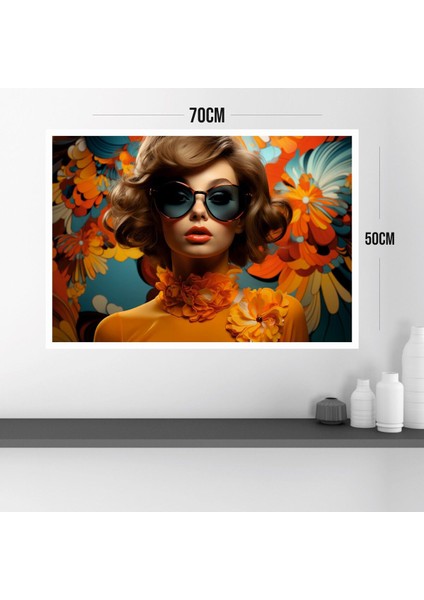 Kadın Çiçek Büyük Boy Renkli Solmaz Kaliteli Baskı Çerçeve Görünümlü Mdf Tablo 70X50CM 57 modelleri