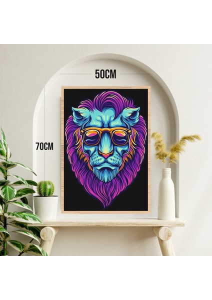 Aslan Büyük Boy Renkli Solmaz Kaliteli Baskı Çerçeve Görünümlü Mdf Tablo 70X50CM 203 modelleri