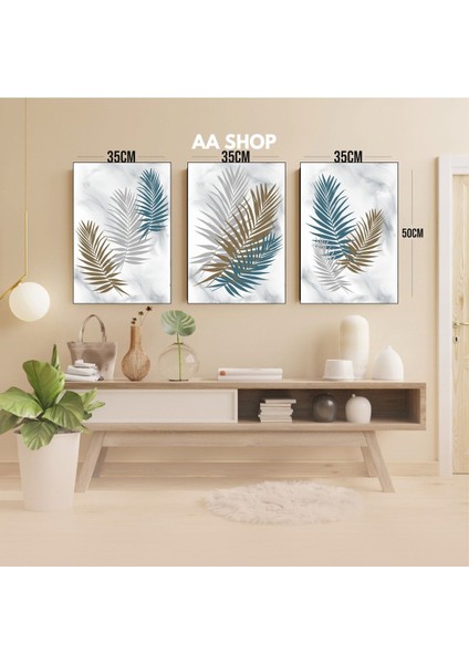 3 Parça Çiçek Yaprak Renkli Solmaz Kaliteli Baskı Çerçeve Görünümlü Mdf Tablo Set 32 modelleri