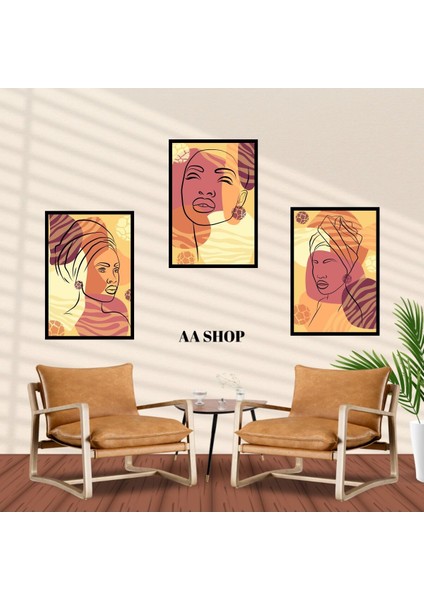 3 Parça Kadın Çiçek Renkli Solmaz Kaliteli Baskı Çerçeve Görünümlü Mdf Tablo Set 46 fiyatları