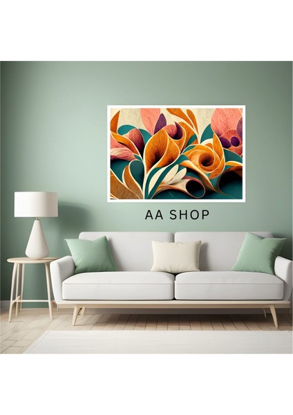 Çiçek Yaprak Büyük Boy Renkli Solmaz Kaliteli Baskı Çerçeve Görünümlü Mdf Tablo 70X50CM 160 fiyatları