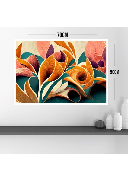 Çiçek Yaprak Büyük Boy Renkli Solmaz Kaliteli Baskı Çerçeve Görünümlü Mdf Tablo 70X50CM 160 modelleri