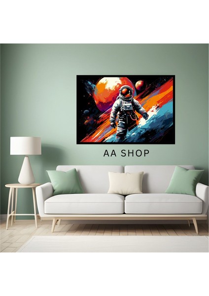 Uzay Astronot Büyük Boy Renkli Solmaz Kaliteli Baskı Çerçeve Görünümlü Mdf Tablo 70X50CM 142 fiyatları