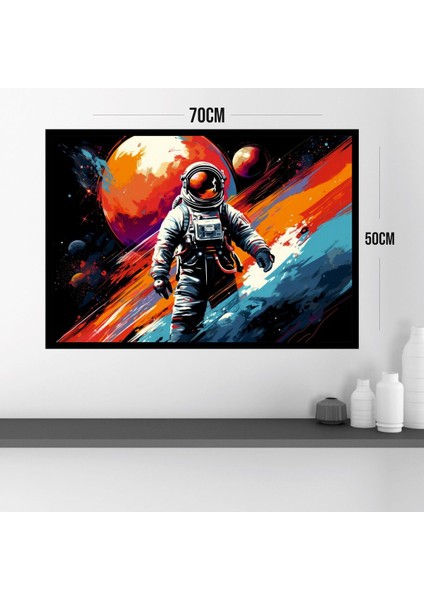 Uzay Astronot Büyük Boy Renkli Solmaz Kaliteli Baskı Çerçeve Görünümlü Mdf Tablo 70X50CM 142 modelleri