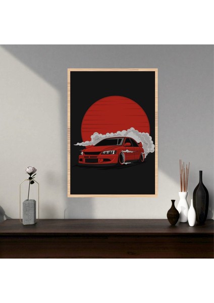 Araba Drift Büyük Boy Renkli Solmaz Kaliteli Baskı Çerçeve Görünümlü Mdf Tablo 70X50CM 255