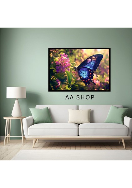 Kelebek Doğa Büyük Boy Renkli Solmaz Kaliteli Baskı Çerçeve Görünümlü Mdf Tablo 70X50CM 20 fiyatları